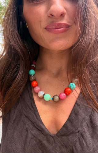 Confetti - Round Multi Colored Beaded Necklace