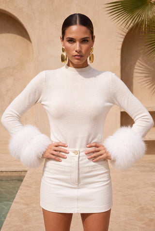 Samara Removable Fur Cuff Wool Sweater