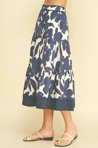 Floral Tiered Midi Skirt