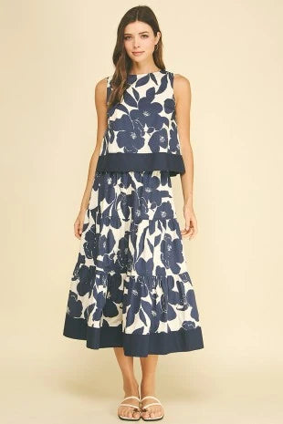 Floral Tiered Midi Skirt