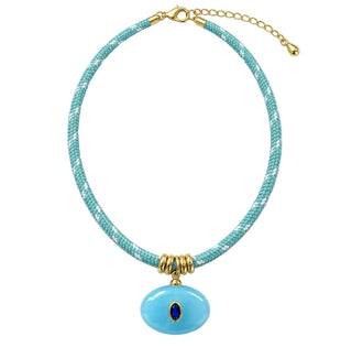Aqua Oval Paracord Necklace