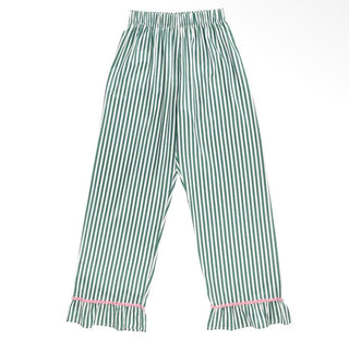 Ruffled Pj Set Green Stripes
