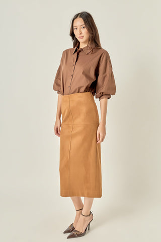 Pinstripe Balloon Sleeve Shirt