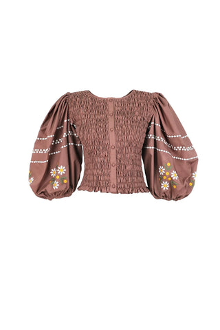 Astrid Top w/ Elegant Balloon Sleeves