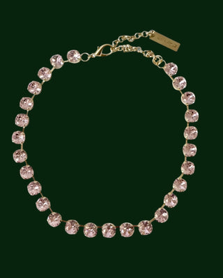 Daphne Round Pink Crystal Necklace