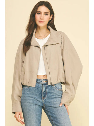 Bubble Hem Cropped Bomber Jacket