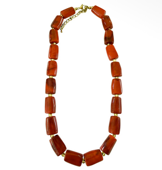 Parks Rectangular Beaded Necklace- Red