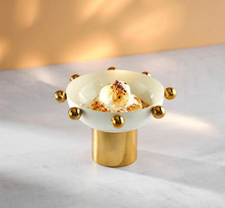 Temari White and Gold Nut Bowl