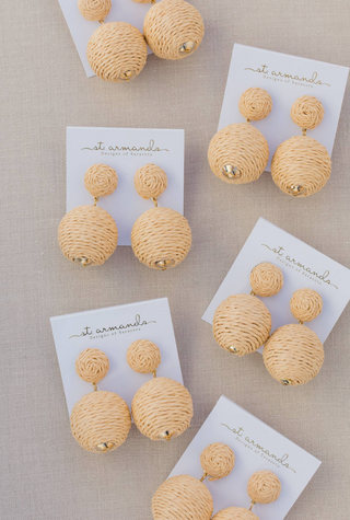 Natural Lido Pom Pom Statement Earrings
