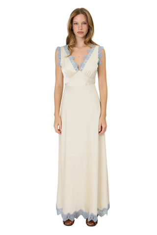 Sky Lace Ivory Satin Maxi