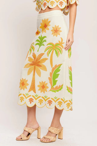 Printed Woven Straight Midi Skirt