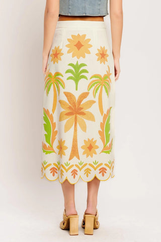 Printed Woven Straight Midi Skirt