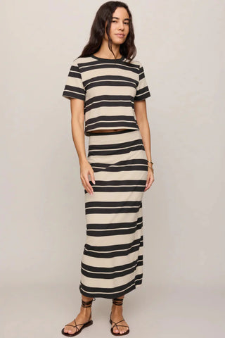 Gail Striped Jersey Midi Skirt