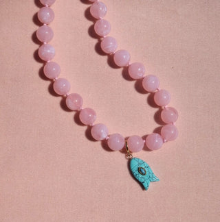 Kiawah Beaded Fish Charm Necklace- Pink