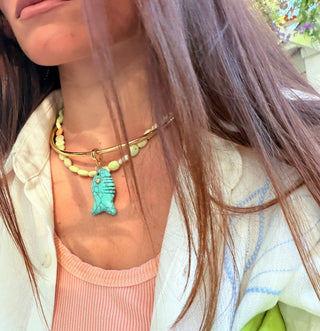Gold Collar with Fish Charm
