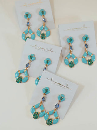 Aegean Dream Crystal Turquoise Teardrop Statement Earrings