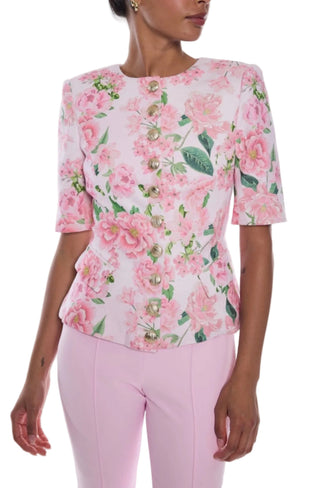 Adriana Floral Linen Jacket