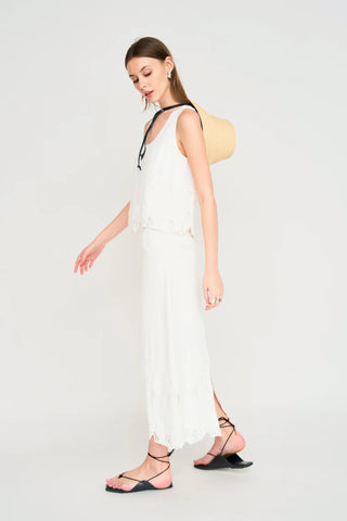 Lombok Skirt in White Embroidered Deco