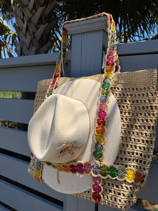 Indie Raffia Hat Bag - Rainbow