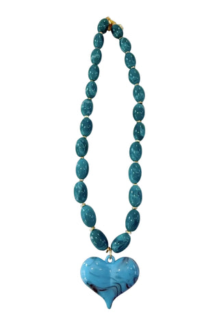 Roxie Turquoise Beaded Necklace with Heart Charm