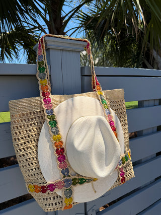 Indie Raffia Hat Bag - Rainbow