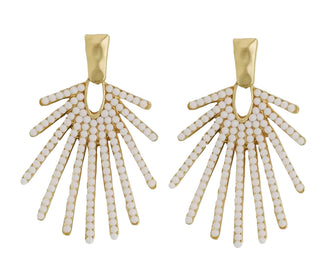 White Sunburst Drop Earrings