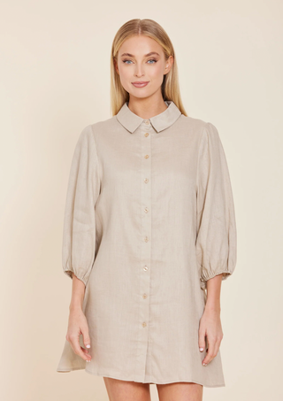 Linen Exaggerated Sleeve Dress
