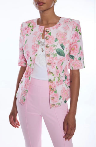 Adriana Floral Linen Jacket