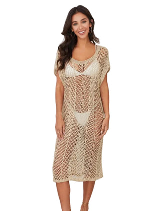 Open Knit Crochet Coverup Dress