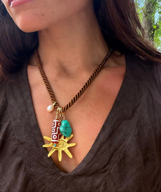 Ancient Sun Evil Eye on Twisted Cord