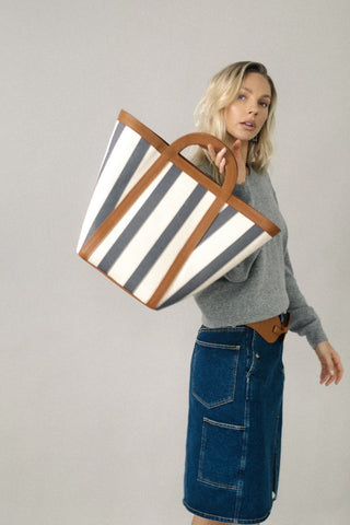 Stripe Canvas Atuel Tote - Large
