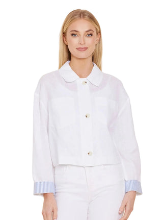 Linen Jacket with Pin Stripe Cuff