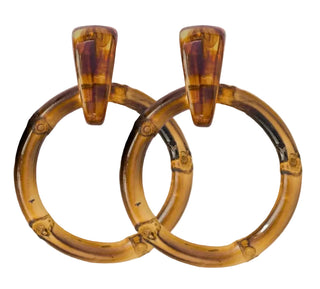 Dark Brown Bamboo Statement Drop Earrings