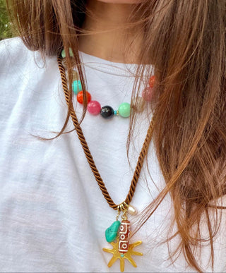 Ancient Sun Evil Eye on Twisted Cord