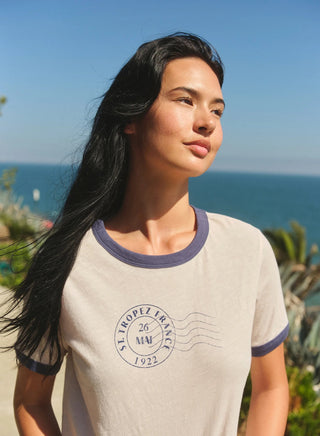 Boxy Crew Ringer Tee Shirt - St Tropez